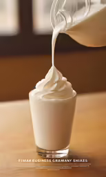 a close up of a drink with milk pouring out of it