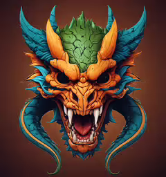 a digital painting of a demonic dragon head,an intricately painted image of a dragon