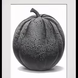 a black and white photograph of a pumpkin