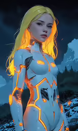 a girl dressed up as a sci - filther standing in a dark space