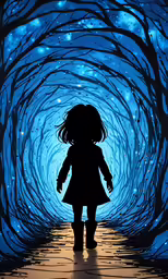 an image of a little girl in the middle of a tunnel