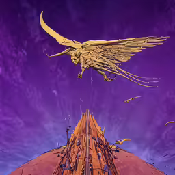 an artistic view of a huge bird in the sky