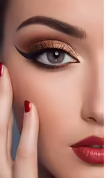 a model with red lips wearing makeup