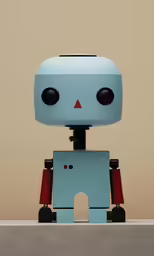 a robot sitting next to a small toy