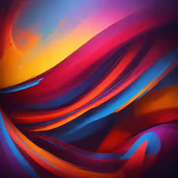 a colorful painting with bright, wavy colors,colorful swirls being painted on the wall by a person