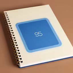 a notebook with the logo of the 50 and an hour mark
