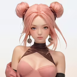 an animated woman with pink hair wearing lingerie