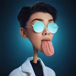 a woman sticking her tongue out while wearing glasses