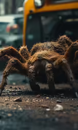 there is a large spider crawling on the ground