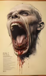 an advertisement with a very bloody mouth for dental practice