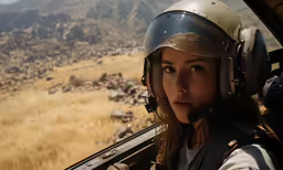the woman is sitting in her small plane