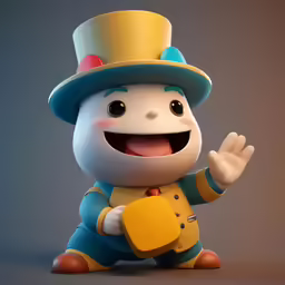 an animated character with a hat and uniform