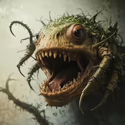 a strange looking animal with the mouth open