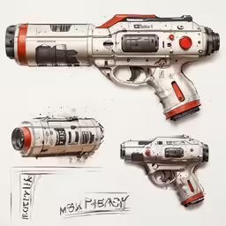 a drawing of some type of space ship guns