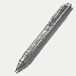 a sketch of a long boat on the ocean