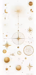 some golden planets that are in the air