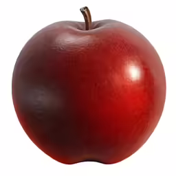 a large red apple with black spots on it