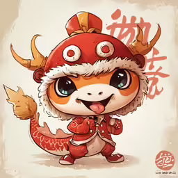 a little fox wearing a big hat and holding a fish