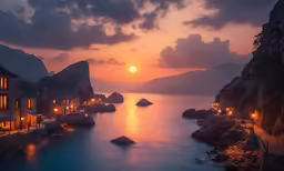 a body of water surrounded by lots of rocks