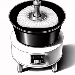 a white colored bowl shaped object on top of a black and white photo