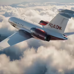 a airplane flying above the clouds in the sky