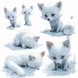 several images of kittens laying down and looking at the camera
