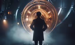 a man in the middle of a dark tunnel