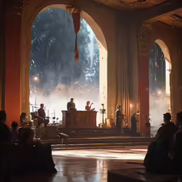 a priest is at the alter with a crowd