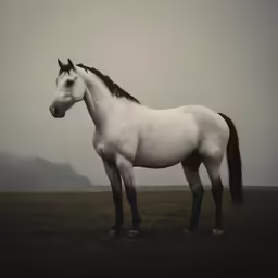 a horse is standing on the grassy field