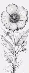 an ink drawing of a flower in a vase,drawing flower with black and white lines