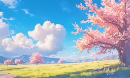 a beautiful view of a beautiful sky and tree with pink flowers