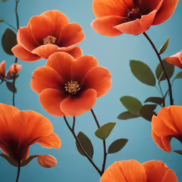 the floral photograph shows orange flowers on the stem