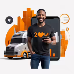 a man standing with his mobile phone and smiling