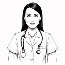 a drawing of an image of a female doctor