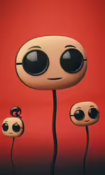 a cartoon with a very weird face and two small eyes