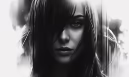 a black and white photo with a face on it