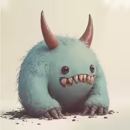 a stuffed monster has its teeth ripped off
