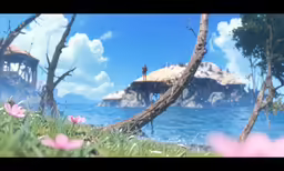 there is a person standing on the edge of a cliff next to the water