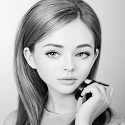 the woman is posing for a black and white picture
