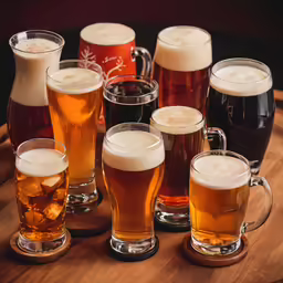 a selection of cold beers are placed together