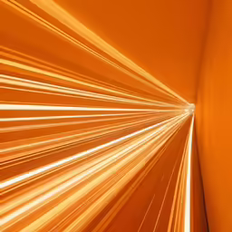 a room with yellow walls and a long exposure