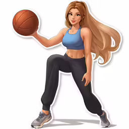 a woman with blond hair and blue sports bra is holding a basketball ball