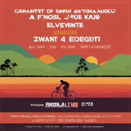 a poster for the annual summer bike race, which includes the names and description,a poster with an image of a man riding a bike