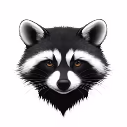 a raccoon with the face drawn in white