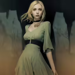 this digital painting is of a woman in a dress