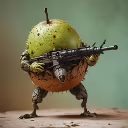 a toy model with an arm holding a rifle