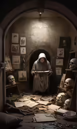 a woman that is holding a long knife