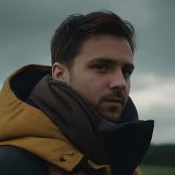 a man in a coat looking straight ahead