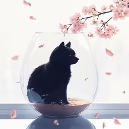 there is a cat sitting in a fish bowl
