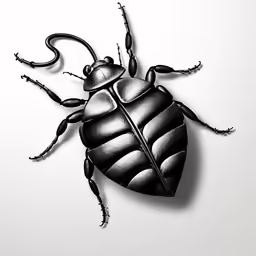 a black and white drawing of a beetle